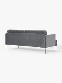 Sofa z aksamitu Fluente (3-osobowa), Tapicerka: aksamit (wysokiej jakości, Stelaż: lite drewno sosnowe, Nogi: metal malowany proszkowo , Ciemnoszary aksamit, S 196 x G 85 cm