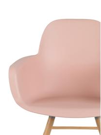 Sedia con braccioli Albert Kuip, Seduta: 100% polipropilene, Piedini: legno di frassino, Rosa, Larg. 59 x Prof. 55 cm