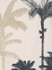 Housse de coussin motif palmier Palmas, Écru, couleur dorée, vert foncé