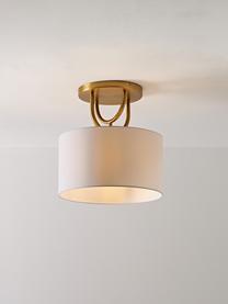 Plafondlamp Gianna, Lampenkap: textiel, Frame: metaal, Off White, messingkleurig, Ø 40 x H 41 cm