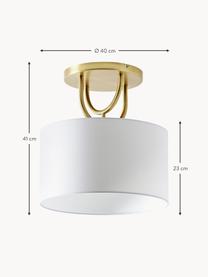 Lampada da soffitto Gianna, Paralume: tessuto, Struttura: metallo, Bianco latte, ottonato, Ø 40 x Alt. 41 cm