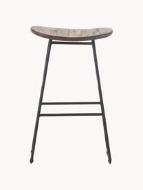 Barová stolička z teakového dřeva a kovu Tangle, Teakové dřevo, černá, Š 40 cm, V 65 cm