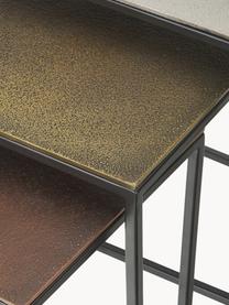 Komplet stolików pomocniczych Dwayne, 3 elem., Blat: aluminium powlekane, Stelaż: metal lakierowany, Odcienie srebrnego, odcienie mosiądzu, brązowy, Komplet z różnymi rozmiarami