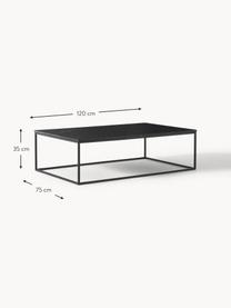 Grosser Marmor-Couchtisch Alys, Tischplatte: Marmor, Gestell: Metall, pulverbeschichtet, Schwarz marmoriert, Schwarz, B 120 x T 75 cm