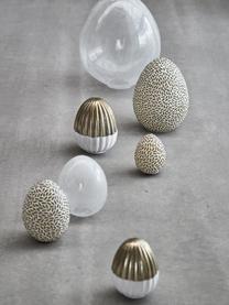 Ręcznie wykonane jajko wielkanocne ze szkła Murilia, 2 szt., Szkło, Biały, odcienie złotego, Ø 8 x W 10 cm