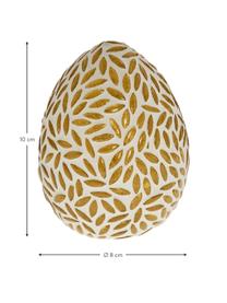Piezas decorativas huevos artesanales de vidrio Murilia, 2 uds., Vidrio, Blanco, dorado, Ø 8 x Al 10 cm