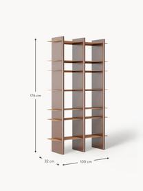 Scaffale alto con elementi in metallo Rami, Ripiani: metallo verniciato a polv, Struttura: pannello di fibra a media, Marrone chiaro, marrone, Larg. 100 x Alt. 176 cm