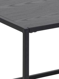 Konferenční stolek s přihrádkou na noviny Seaford, MDF deska (dřevovláknitá deska střední hustoty), melamin, kov s práškovým nástřikem, Černá, Š 110 cm, V 40 cm