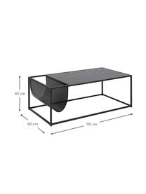 Table basse avec porte-revues Seaford, Noir, larg. 110 x haut. 40 cm