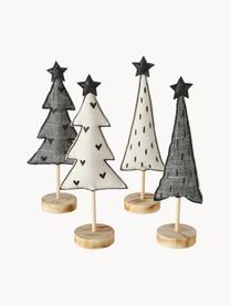 Set 4 alberi di Natale decorativi Skagen, Grigio, nero, bianco, marrone chiaro, Larg. 13 x Alt. 32 cm