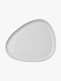 Ručne vyrobený plytký tanier Monaco, 4 ks, Kamenina, Biela, Š 26 x D 30 cm