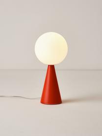 Petite lampe à poser artisanale Bilia, Blanc, rouge, Ø 12 x haut. 26 cm