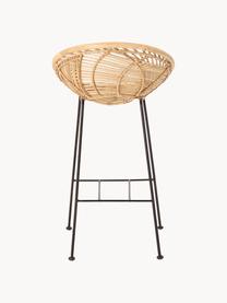 Sedia da bar in rattan con gambe in metallo Yonne, Seduta: rattan, Struttura: metallo rivestito, Beige, nero, Larg. 52 x Alt. 94 cm