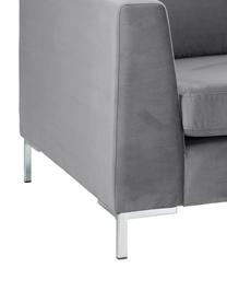 Samt-Ecksofa Luna, Bezug: Samt (Polyester) 80.000 S, Gestell: Massives Buchenholz, Samt Dunkelgrau, Silber, B 280 x T 184 cm