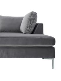 Sofa narożna z aksamitu Luna, Tapicerka: aksamit (100% poliester) , Stelaż: lite drewno bukowe, Nogi: metal galwanizowany, Ciemny szary, S 280 x G 184 cm