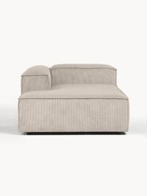 Chaise longue hoekmodule Lennon van corduroy, Bekleding: corduroy (92% polyester, , Frame: massief grenenhout, FSC-g, Poten: kunststof, Corduroy lichtbeige, B 119 x D 180 cm, hoekdeel links