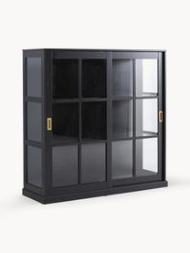 Vitrine Vincent, Rahmen: Mitteldichte Holzfaserpla, Griffe: Metall, beschichtet, Schwarz, B 139 x H 140 cm