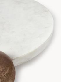 Deko-Tablett Hazelle, Tablett: Marmor, Dekor: Mangoholz, Weiss marmoriert, Mangoholz, B 46 x T 31 cm