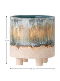 Petit cache-pot grès cérame Imoa, Grès cérame, Bleu, beige, Ø 16 x haut. 16 cm