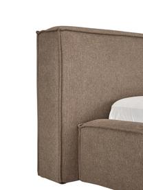 Cama tapizada Lennon, con espacio de almacenamiento, Tapizado: 100% poliéster Alta resis, Estructura: madera de pino maciza con, Patas: madera con certificado FS, Tejido gris pardo, An 180 x L 200 cm