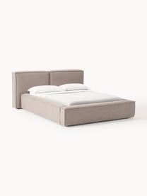 Cama tapizada Lennon, con espacio de almacenamiento, Tapizado: 100% poliéster Alta resis, Estructura: madera de pino maciza, ma, Patas: madera, plástico Este pro, Tejido gris pardo, An 248 x L 243 cm (colchón 180 x 200 cm)