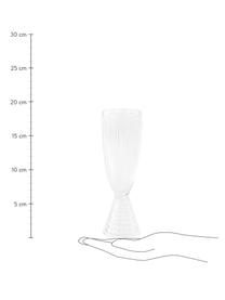 Champagneglazen Ace met reliëfpatroon, 4 stuks, Glas, Transparant, Ø 6 x H 19 cm