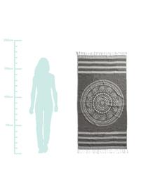 Fouta imprimé ethno Shiva, Noir, gris