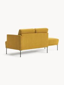 Chaise longue Fluente, Bekleding: 100% polyester Met 115.00, Frame: massief grenenhout, Poten: gepoedercoat metaal Dit p, Geweven stof okergeel, B 202 x D 85 cm, rugleuning links