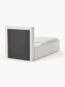 Łóżko tapicerowane Dream, Tapicerka: poliester (tkanina strukt, Korpus: lite drewno sosnowe, płyt, Greige tkanina, S 90 x D 200 cm
