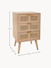 Comodino in legno con cassetti Cayetana Shelfy, Maniglie: metallo, Piedini: legno di bambù verniciato, Marrone chiaro, legno di  bambù, beige, Larg. 42 x Alt. 71 cm