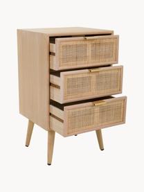 Comodino in legno con cassetti Cayetana Shelfy, Maniglie: metallo, Piedini: legno di bambù verniciato, Marrone chiaro, legno di  bambù, beige, Larg. 42 x Alt. 71 cm