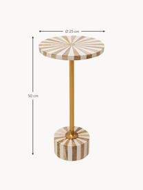 Mesa auxiliar redonda artesanal Domero, Estructura: metal recubierto, Madera barnizada claro, Ø 25 x Al 50 cm