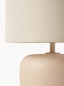 Große Keramik-Tischlampe Eileen, Lampenschirm: Leinen (100 % Polyester), Lampenfuß: Keramik, Hellbeige, matt, Ø 33 x H 48 cm