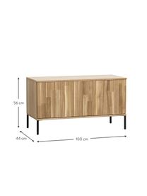 Meuble TV 2 portes façade en bois de chêne nervuré Avourio, Bois de chêne, larg. 100 x haut. 56 cm