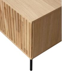 Meuble TV 2 portes façade en bois de chêne nervuré Avourio, Bois de chêne, larg. 100 x haut. 56 cm