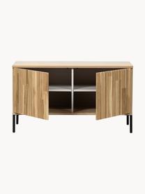 Mueble TV de madera de roble Avourio, 2 puertas, Estructura: madera de roble, Patas: metal recubierto Este pro, Madera de roble, An 100 x Al 56 cm