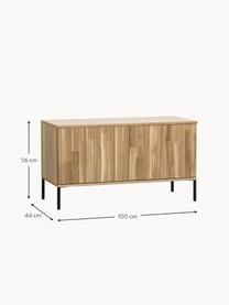 Mueble TV de madera de roble Avourio, 2 puertas, Estructura: madera de roble, Patas: metal recubierto Este pro, Madera de roble, An 100 x Al 56 cm