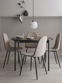Table ronde avec chaises en velours Gilda, Ø 110 cm, Velours beige, bois foncé, Ø 110 x haut. 75 cm