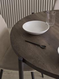 Kulatý jídelní stůl se sametovými židlemi Gilda, Ø 110 cm, Béžová, tmavé dřevo, Ø 110 cm, V 75 cm