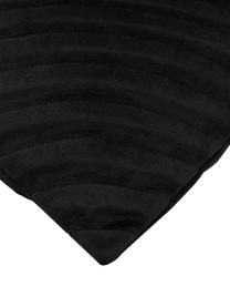 Housse de coussin en velours noir Lucie, 100 % velours de polyester, Noir, larg. 30 x long. 50 cm