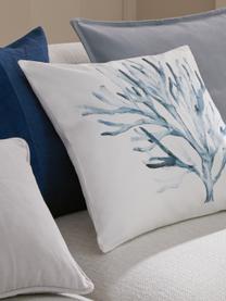 Federa arredo in cotone con stampa effetto acquerello Asteroidea, 100% cotone, Blu, bianco, Larg. 40 x Lung. 40 cm