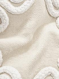 Kissenhülle Ivor mit getufteten Verzierungen und Fransen, 100 % Bio-Baumwolle, Hellbeige, Off White, B 45 x L 45 cm