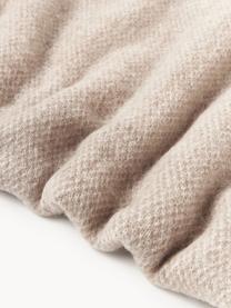 Plaid en laine mélangée Freya, 40 % nylon, 30 % laine d'alpaga, 30 % polyacrylique, Beige, taupe, blanc, larg. 130 x long. 170 cm