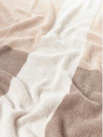 Manta de mezcla de lana Freya, 40% nylon, 30% lana de alpaca, 30% poliacrílico, Beige, gris pardo, blanco, An 130 x L 170 cm