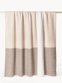 Decke Freya aus Wollgemisch, 40 % Nylon, 30 % Alpaka, 30 % Polyacryl, Beige, Taupe, Weiß, B 130 x L 170 cm