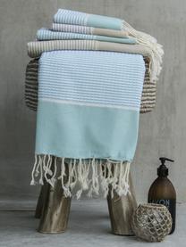 Lot de serviettes de bain légère avec trame Lurex Copenhague, 3 élém., Bleu ciel, couleur argentée, blanc, Lot de différentes tailles