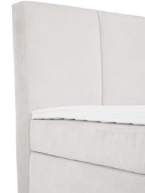 Boxspringbed Oberon, Matras: 5-zones pocketvering, Poten: kunststof, Geweven stof lichtbeige, B 160 x L 200 cm, hardheidsgraad H3
