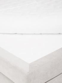 Boxspringbett Oberon, Matratze: 5-Zonen-Taschenfederkern, Füße: Kunststoff, Webstoff Hellbeige, B 160 x L 200 cm, Härtegrad H2