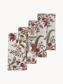 Serviettes motif à fleurs Lily Rose, 4 pièces, 100 % coton, Vieux rose, mauve, vert olive, larg. 45 x long. 45 cm (taille M)