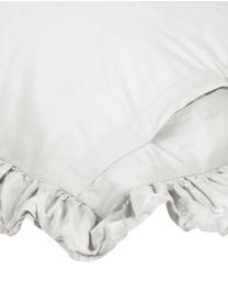 Povlaky na polštáře z bavlněného perkálu s volánky Florence, 2 ks, Světle šedá, Š 40 cm, D 80 cm